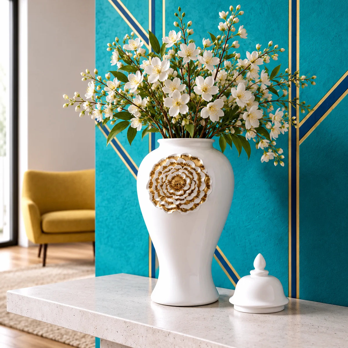 Petal Crest Decorative Jar