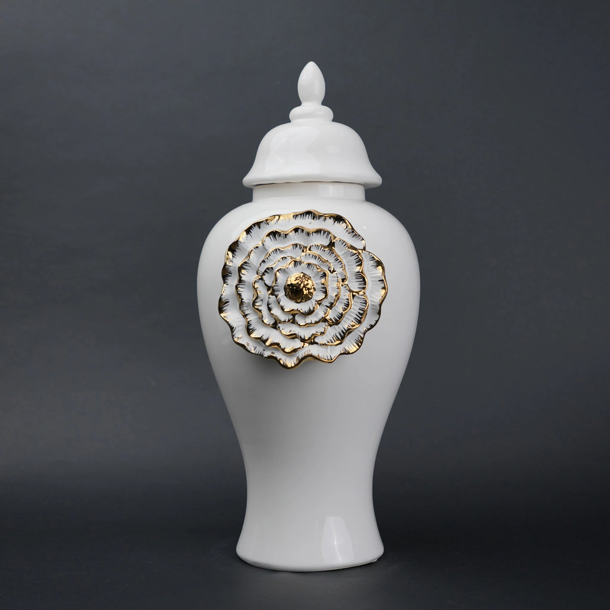 Petal Crest Decorative Jar medium size styled decor setup