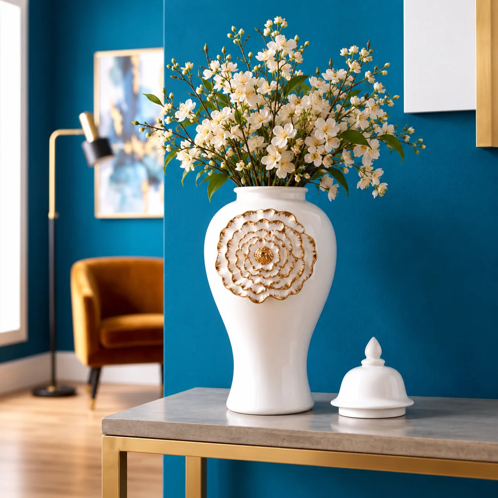 Petal Crest Decorative Jar
