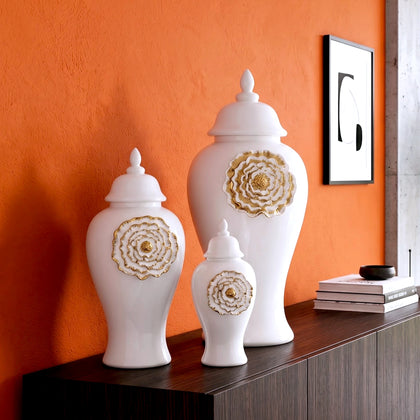 Petal Crest Decorative Jar ceramic jar with petal inspired texture