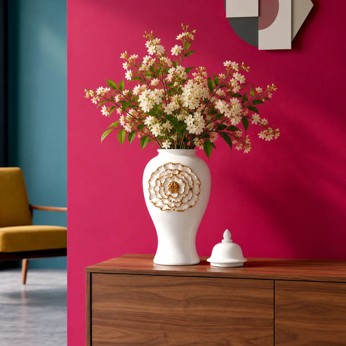 Petal Crest Decorative Jar