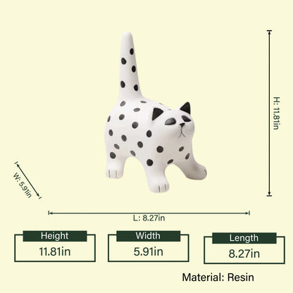 Decorative cat accent with bold monochrome polka dot design
