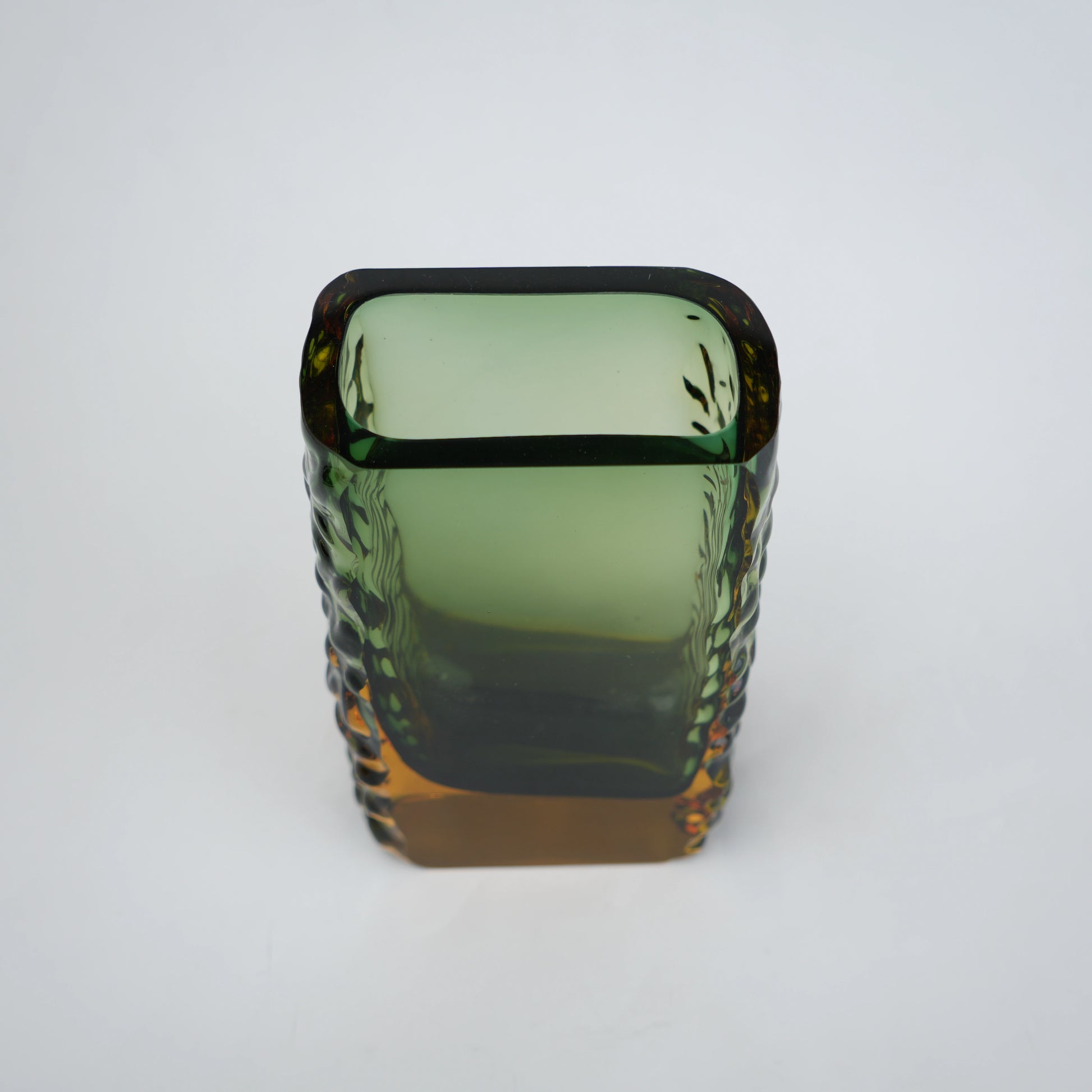 Decorative glass vase block shape with transparent structure
