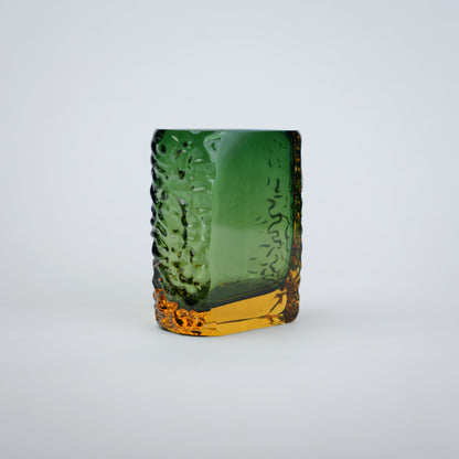 Prism block vase angled w/ crumpled bark sides