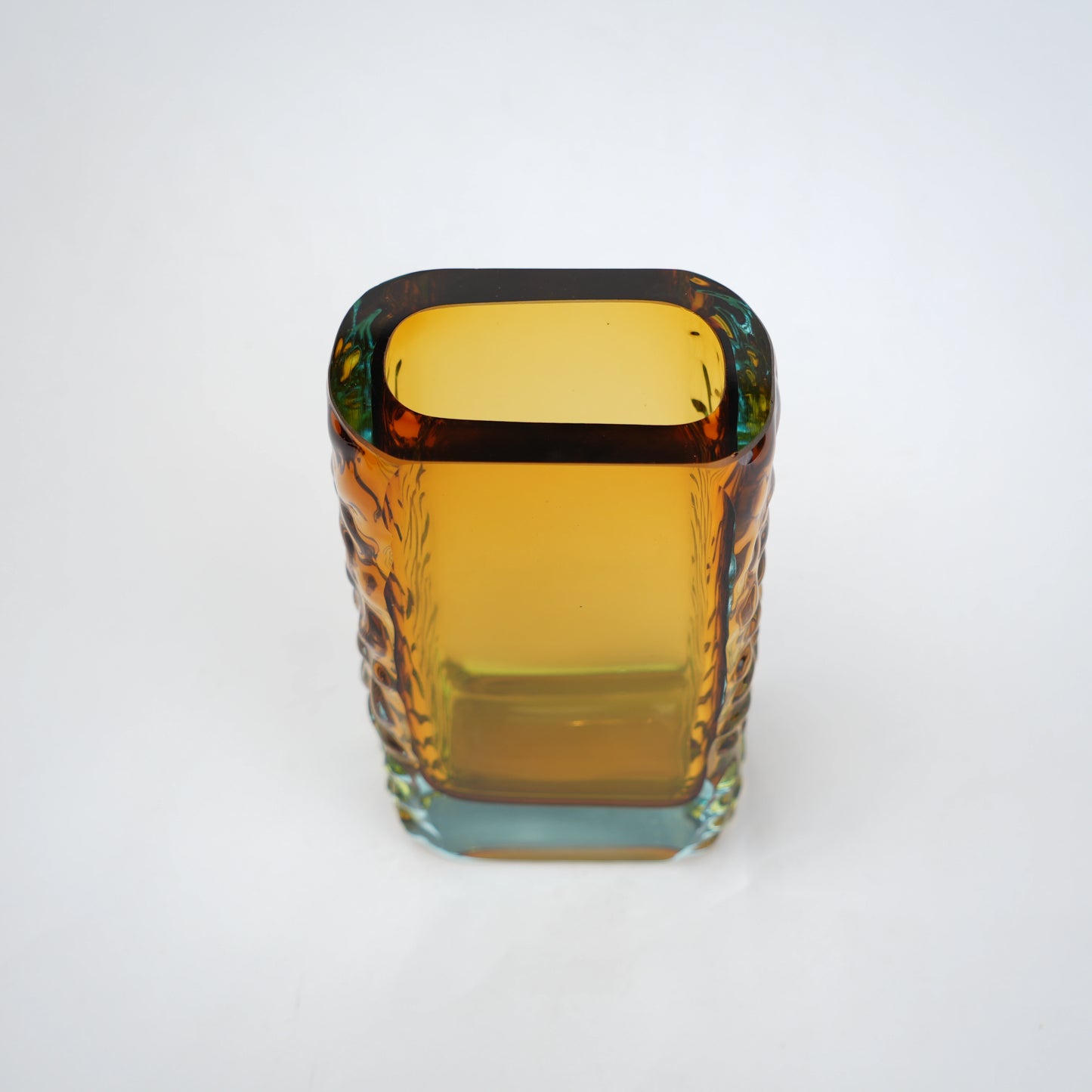 Decorative glass vase block shape with transparent structure