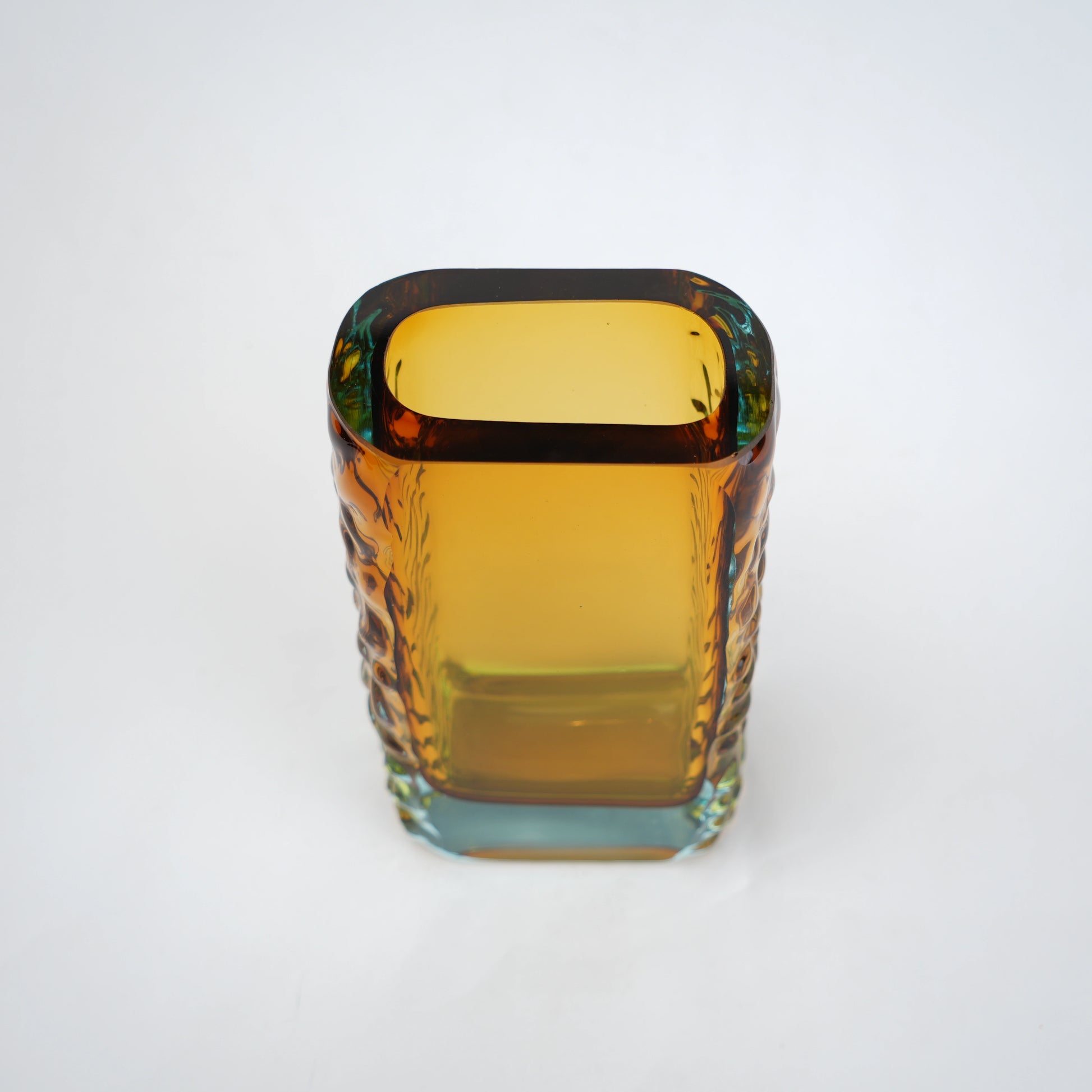 Decorative glass vase block shape with transparent structure