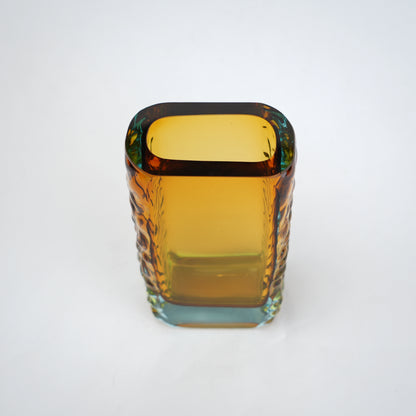 Decorative glass vase block shape with transparent structure