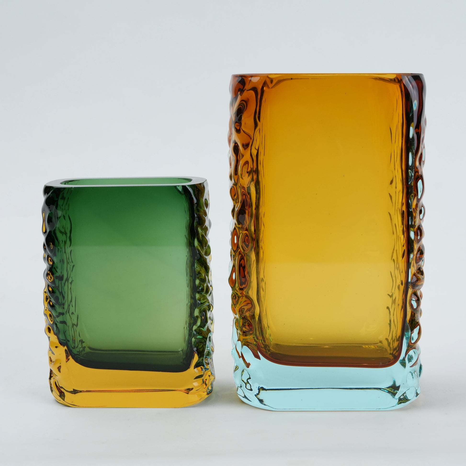 Prism block vase pair scale on white studio