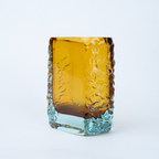 Sunset Gold textured glass vase with a translucent golden body and blue-tinted base