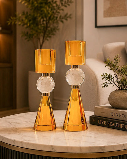 Prism Crystal Candle Holder Duo