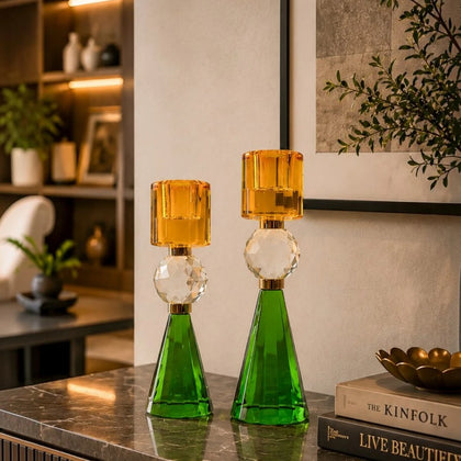 Prism Crystal Candle Holder Duo