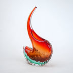 Curved gradient glass vase with side opening modern decor design