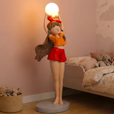 Red Bunny Glow Girl Lamp