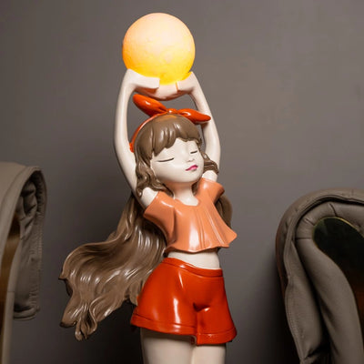 Red Bunny Glow Girl Lamp