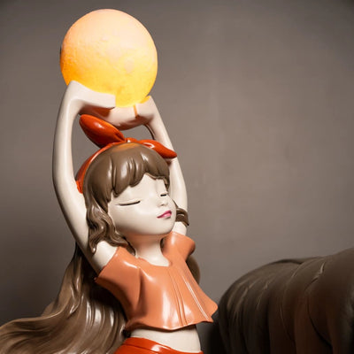 Red Bunny Glow Girl Lamp