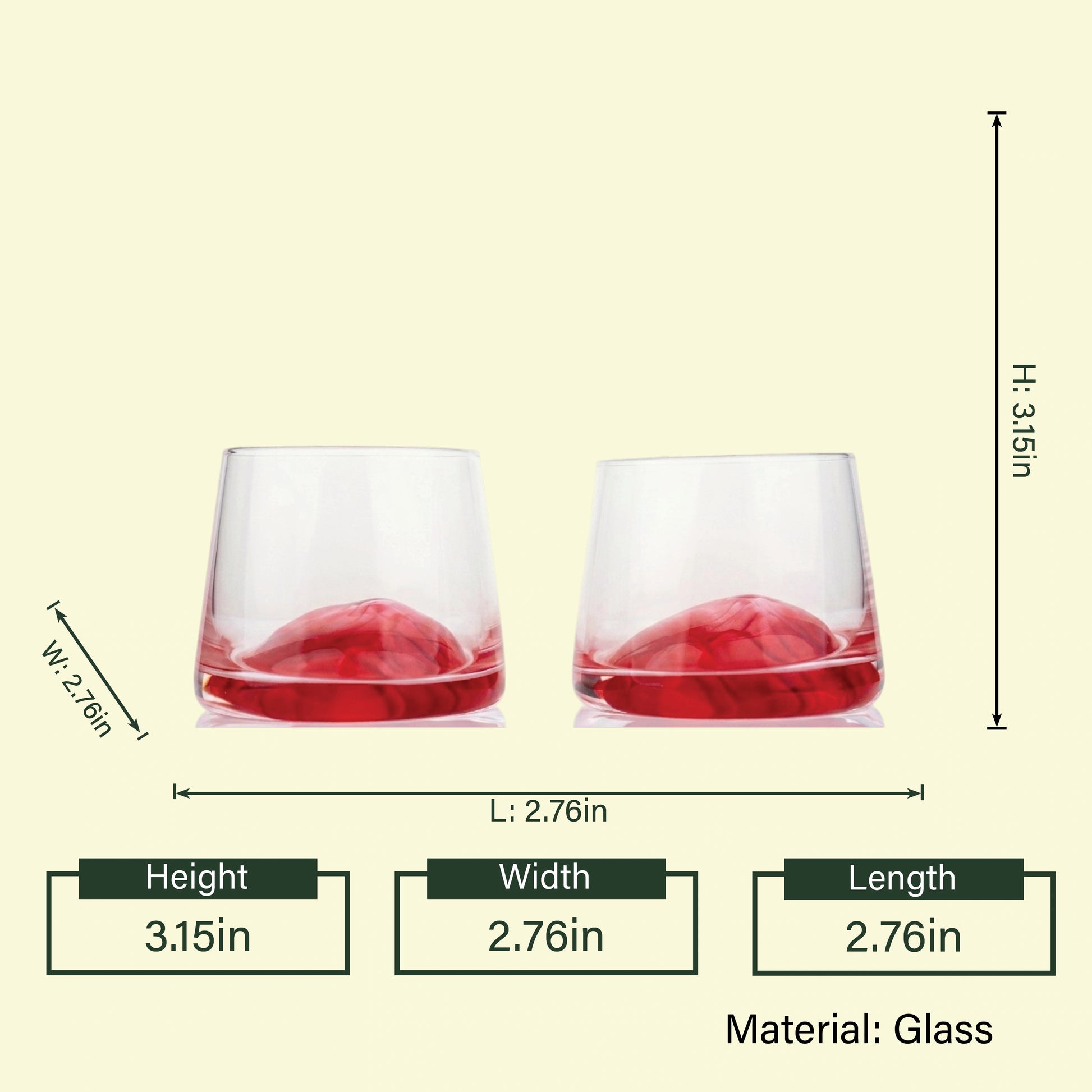Red aerating tumbler pair, 3.15in size diagram