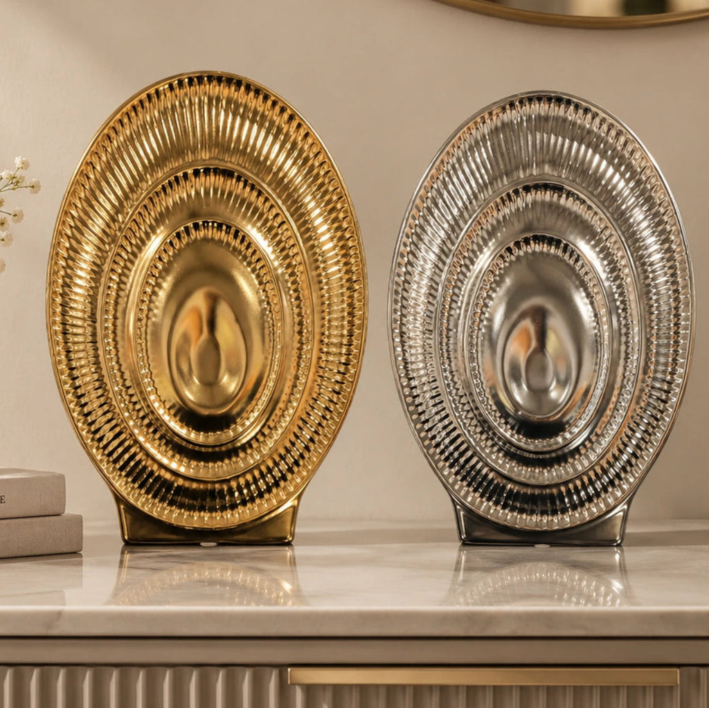 Contemporary decorative ceramic vase for modern shelf and console styling