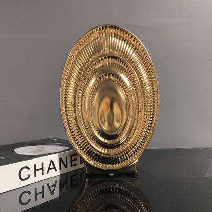 Decorative ceramic vase accent with dimensional layered texture