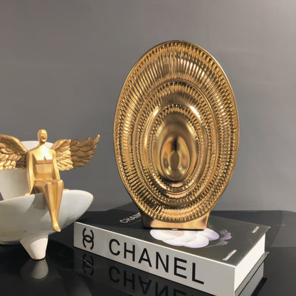 Decorative ceramic vase accent with dimensional layered texture