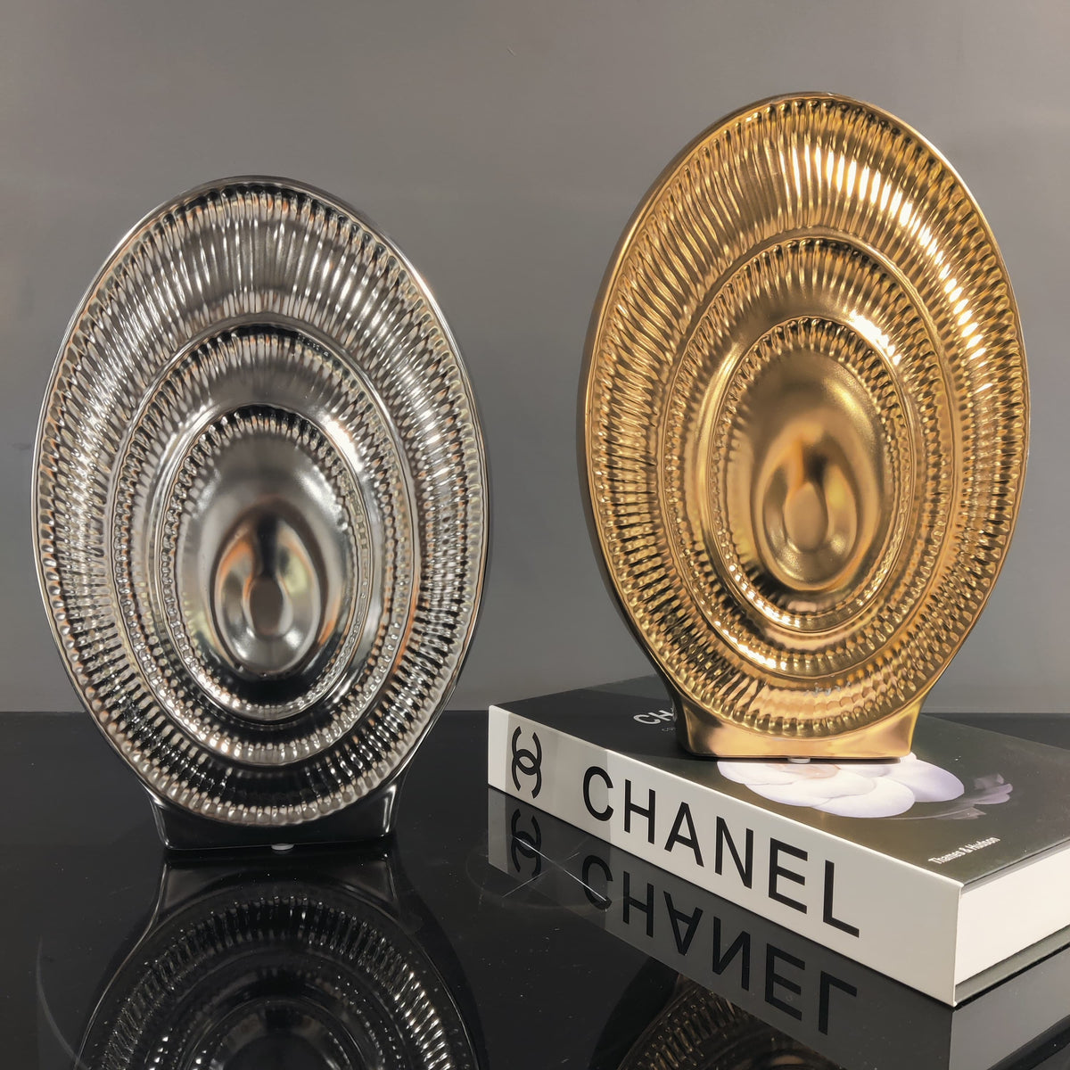 Contemporary decorative ceramic vase for modern shelf and console styling