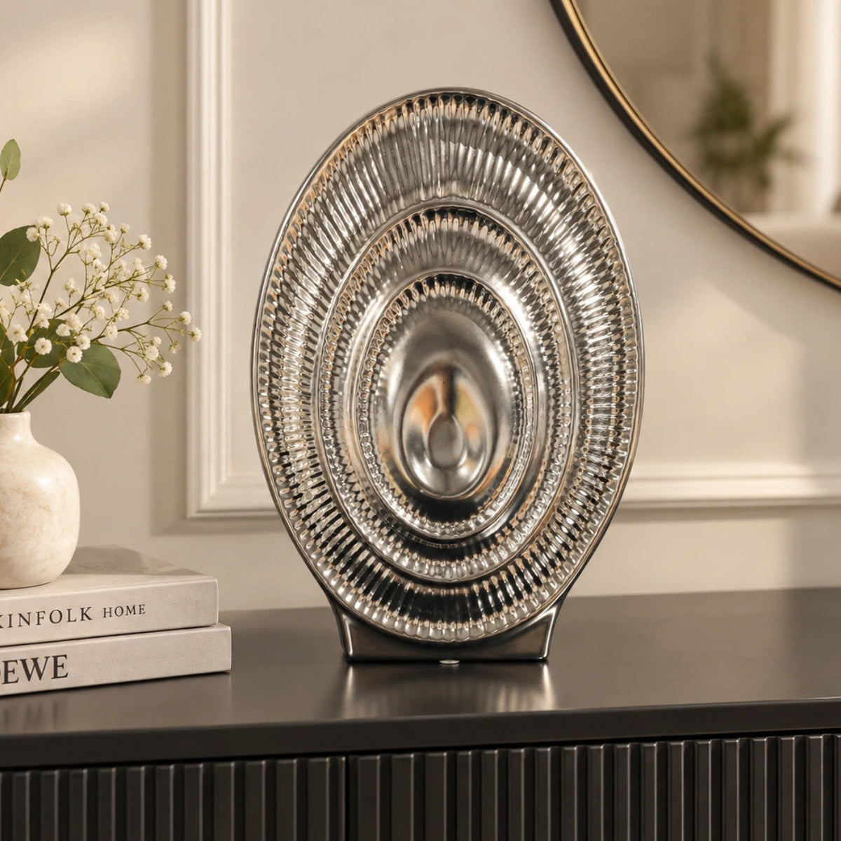 Contemporary decorative ceramic vase for modern shelf and console styling