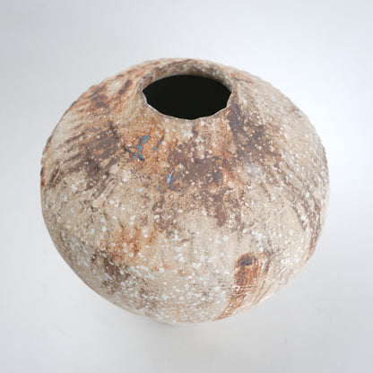 Rust patina ceramic vase with textured earthy finish available in small and large sizes for home decor