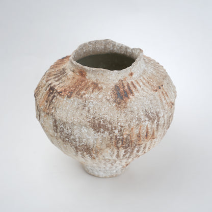 Rust patina ceramic vase with textured earthy finish available in small and large sizes for home decor