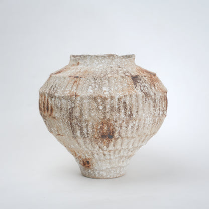 Rust patina ceramic vase with textured earthy finish available in small and large sizes for home decor