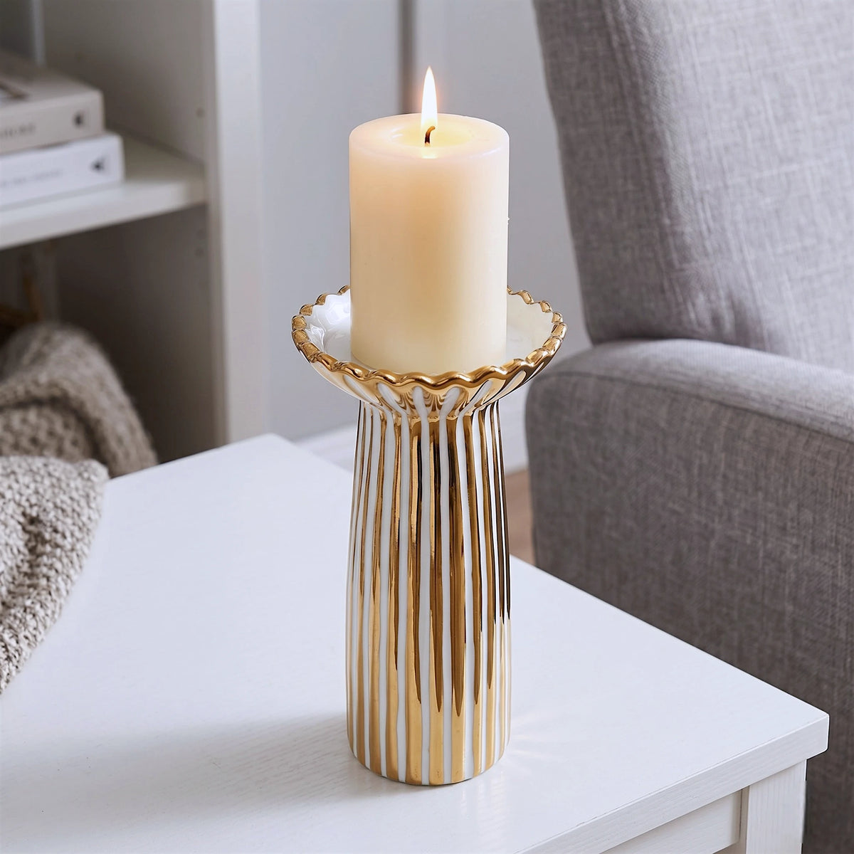 Scallop Gold Candle Holder