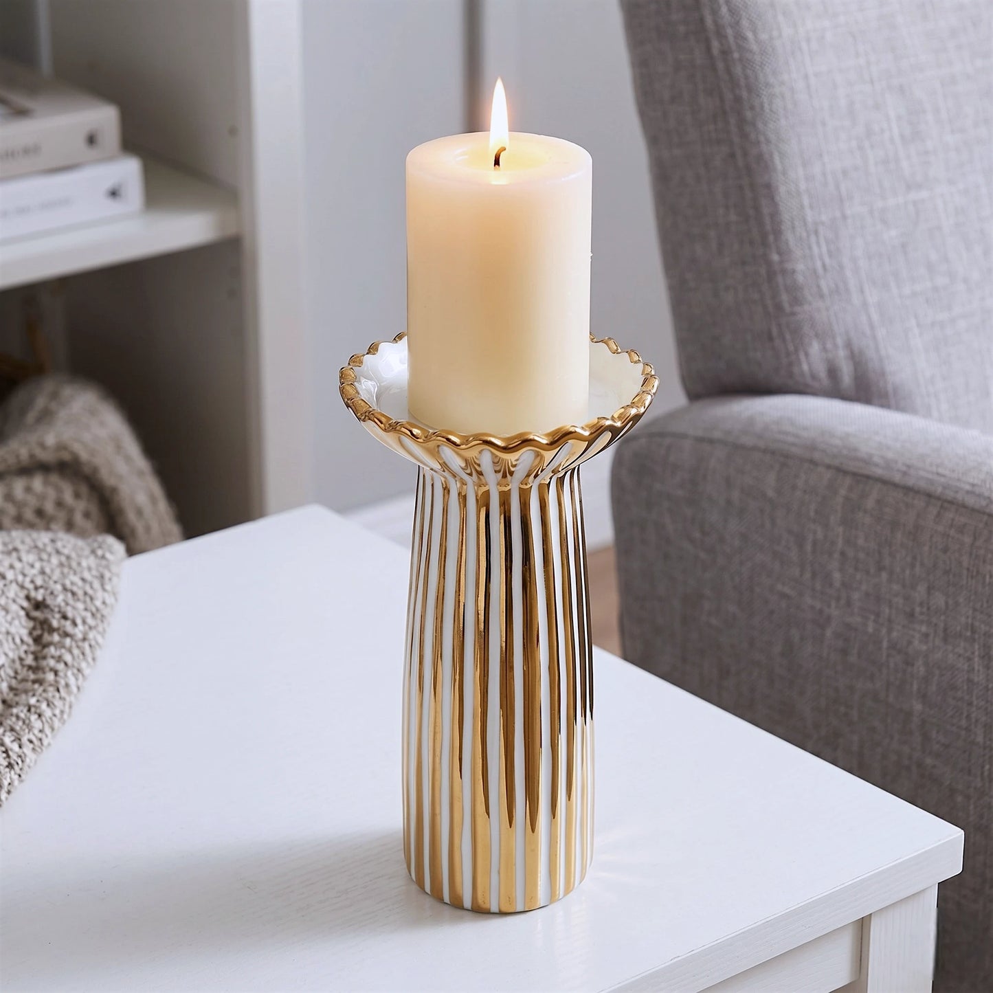 Scallop Gold Candle Holder
