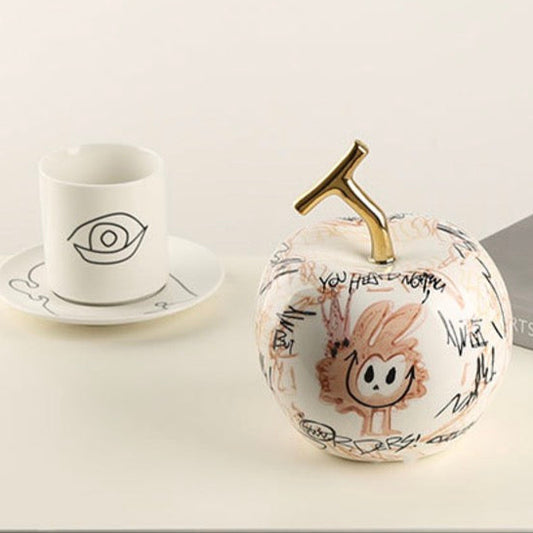 Imaginative Twist: Illustrated Ceramic Apple