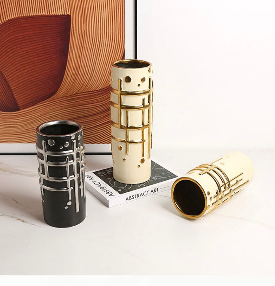Modern Grid Relief Vase