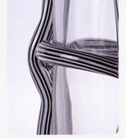 Tall ribbed vase macro, black-stripe applique