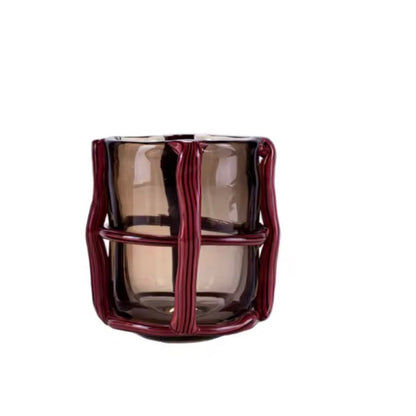 Opulent Bronze Red Striped Vase