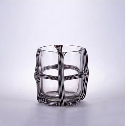 Short ribbed vase, front product shot, white