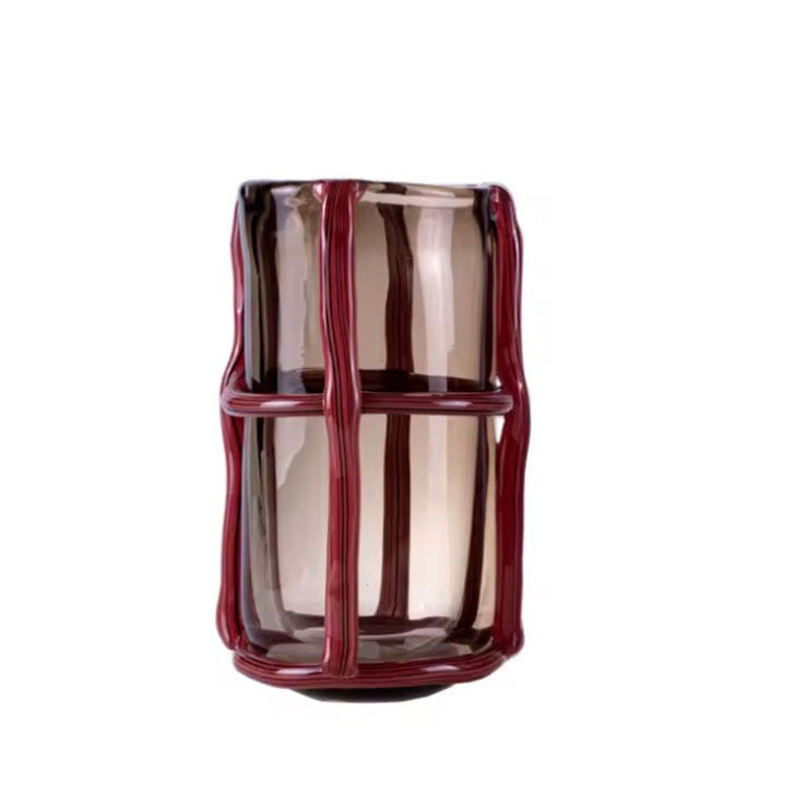 Luxe Red Striped Glass Vase