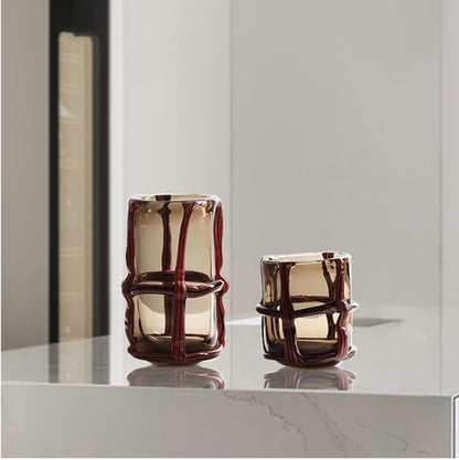 Luxe Red Striped Glass Vase