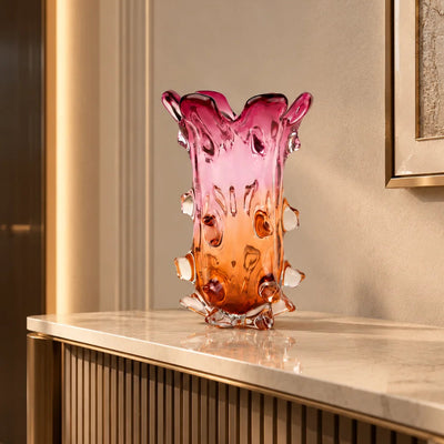 Blush Ember Art Glass Vase