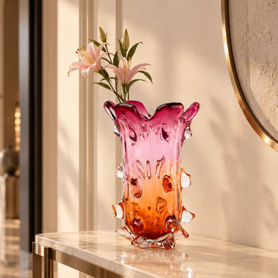 Blush Ember Art Glass Vase