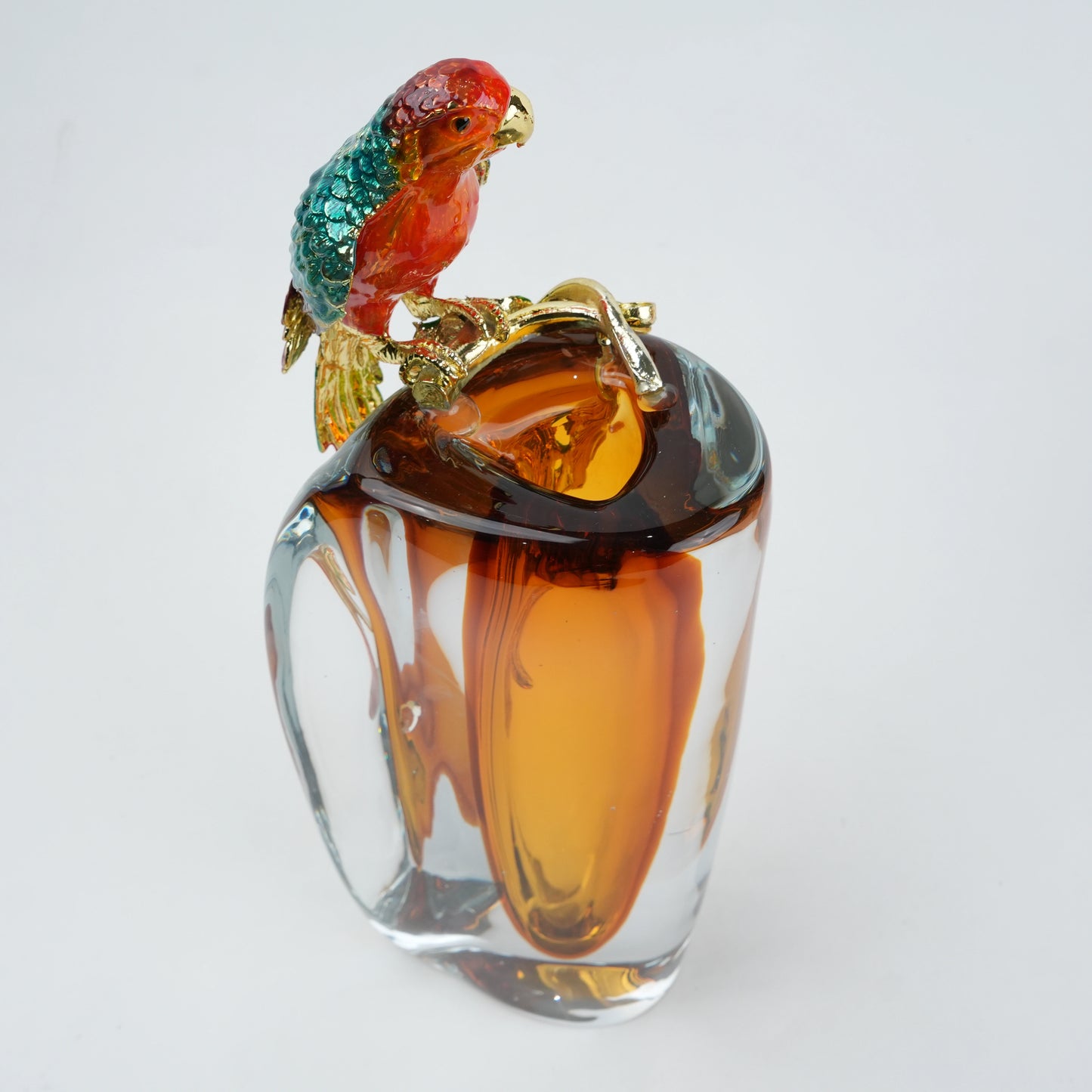 Parrot vase small, gold branch, angled detail