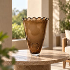 Bronze vase, ruffled rim, 12.99in product shot