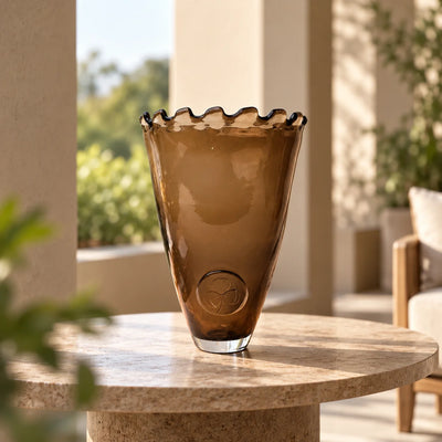 Radiant Brown Glass Artisan Vase