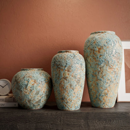 Speckled Aqua Ceramic Vase