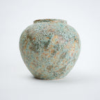Speckled aqua vase, lava-textured front