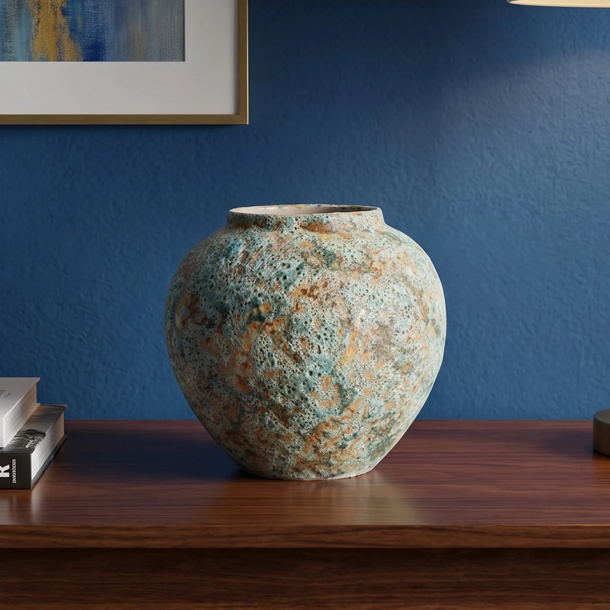 Speckled Aqua Ceramic Vase