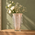 Champagne glass vase w/ copper fleck drip ribs