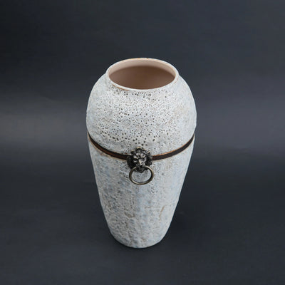 Stone White Lion Ring Ceramic Jar Vase