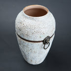 Stone white lion-ring vase, 3/4 view