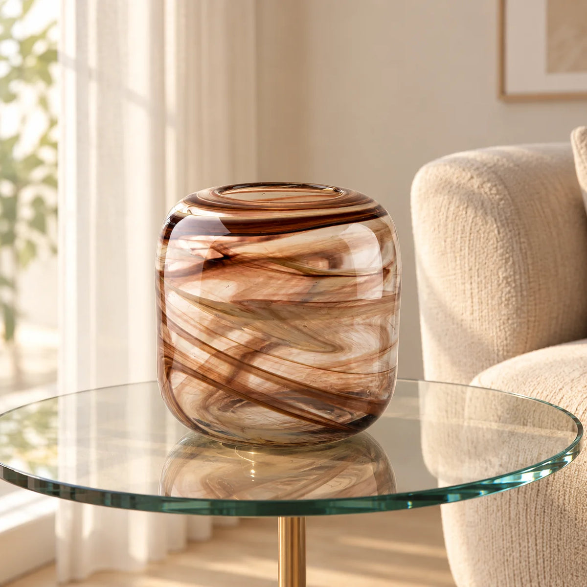 Bronze Horizon vase macro, marbled swirl detail