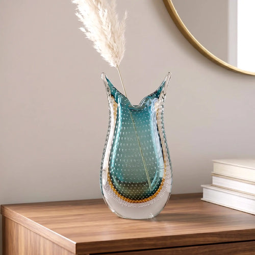 Teal Amber Genie Vase